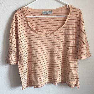 Peach, red white stripe UO boxy tee